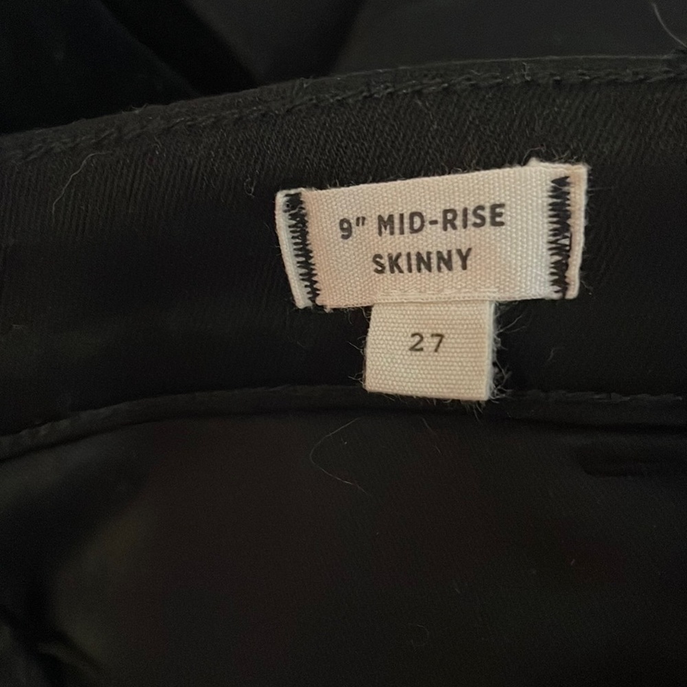 Madewell Midrise Skinny Velvet Tuxedo Stripe Black Jeans Size 27 - Picture 9 of 12